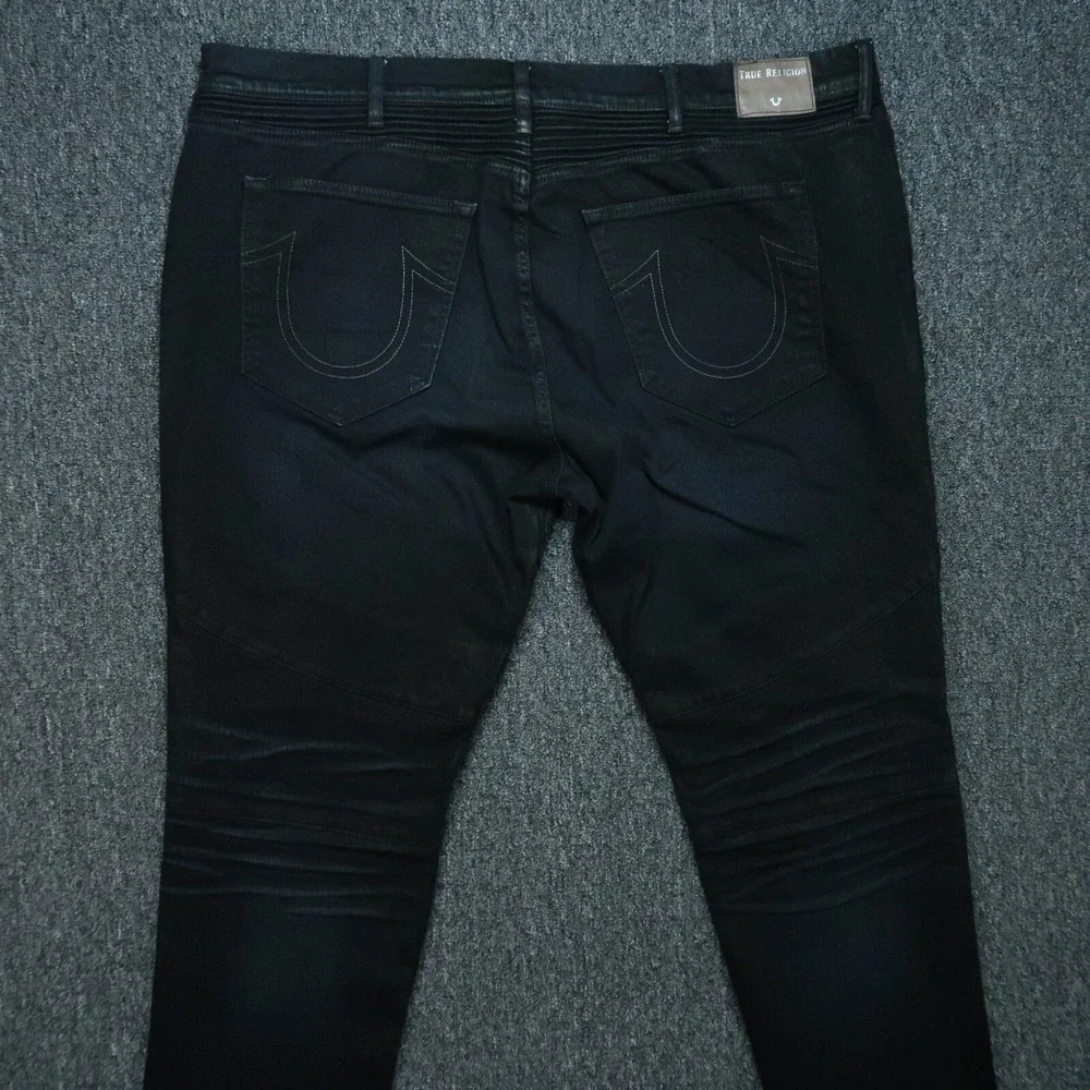 True Religion‎ Jeans Mens 44x34 Blue Geno Relaxed Slim Moto No Flap Dark Wash